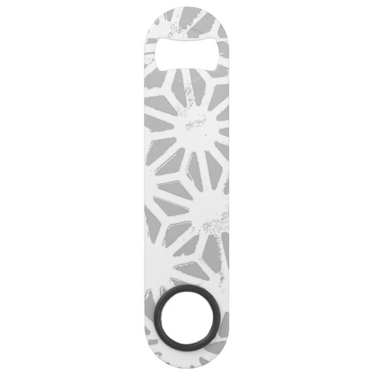 Grijs en wit geometrisch patroon speed flessenopener (Voorkant)