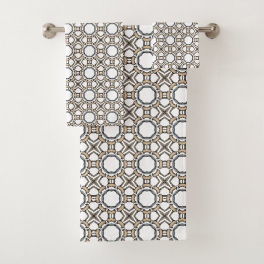 Grijs en wit geometrisch patroonontwerp bad handdoek (Insitu)