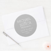 Grijs en Wit Gepersonaliseerd adres Ronde Sticker (Envelop)