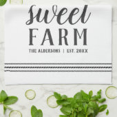Grijs en wit, gepersonaliseerd Boerderij Zoet Boer Theedoek (Gevouwen)