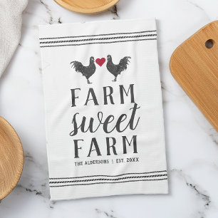 Grijs en wit, gepersonaliseerd Boerderij Zoet Boer Theedoek