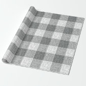 Grijs en wit geruit kruisraster Plaid Cadeaupapier (Uitgerold)
