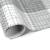 Grijs en wit geruit kruisraster Plaid Cadeaupapier (Rol Hoek)