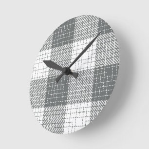 Grijs en wit geruit kruisraster Plaid  Ronde Klok
