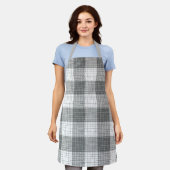 Grijs en wit geruit kruisraster Plaid Schort (Gedragen)
