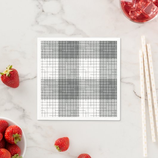 Grijs en wit geruit kruisraster Plaid Servet (Insitu)