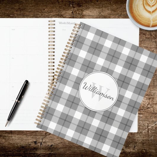 Grijs en wit geruit planner