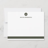 Grijs en wit gestreept gepersonaliseerd monogram notitiekaartje (Voorkant)