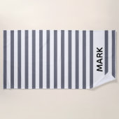 Grijs en wit gestreept, gepersonaliseerd strandlaken (Voorkant)