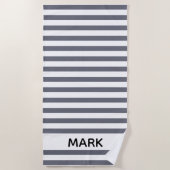 Grijs en wit gestreept, gepersonaliseerd strandlaken (Voorkant)