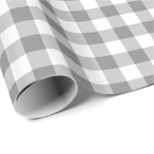 Grijs en wit Gingham Check Patroon Cadeaupapier (Rol Hoek)