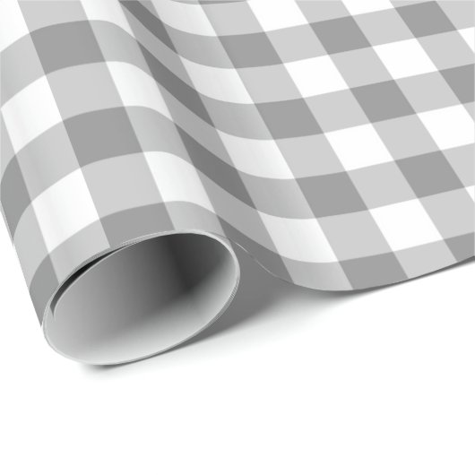Grijs en wit Gingham Check Patroon Cadeaupapier (Rol Hoek)