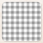 Grijs en wit Gingham Check Patroon Kartonnen Onderzetters (Voorkant)