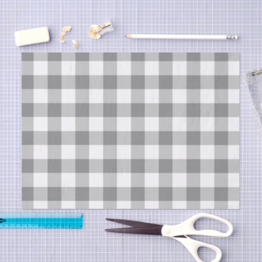 Grijs en wit Gingham Check Patroon Tissuepapier (Craft)