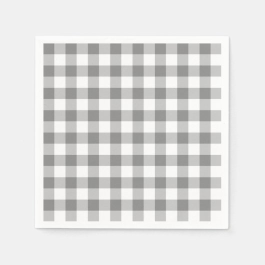Grijs en wit Gingham controlepatroon Servetten (Voorkant)