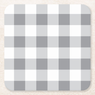 Grijs en wit Gingham patroon Kartonnen Onderzetters