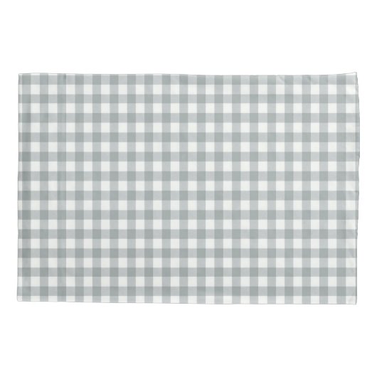Grijs en Wit Gingham Patroon Kussensloop (Achterkant-Links)
