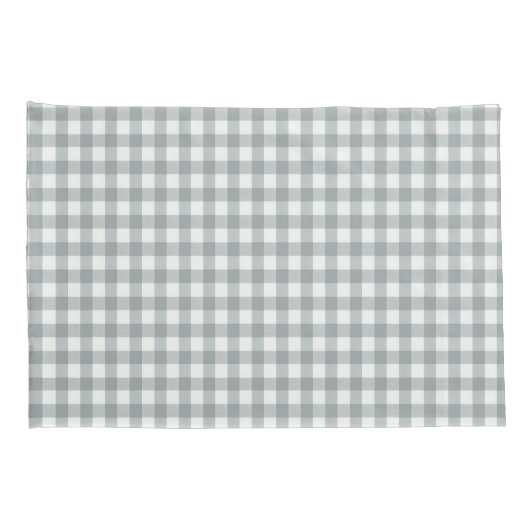 Grijs en Wit Gingham Patroon Kussensloop (Achterkant-Rechts)