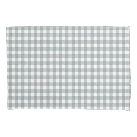 Grijs en Wit Gingham Patroon Kussensloop (Voorkant-Links)
