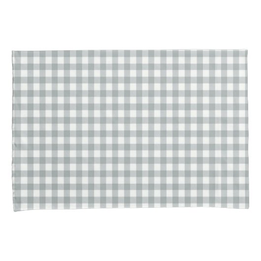 Grijs en Wit Gingham Patroon Kussensloop (Voorkant-Rechts)