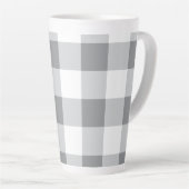 Grijs en wit Gingham patroon Latte Mok (Rechterhoek)