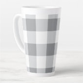 Grijs en wit Gingham patroon Latte Mok (Linkerhoek)