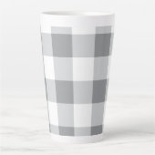 Grijs en wit Gingham patroon Latte Mok (Voorkant)