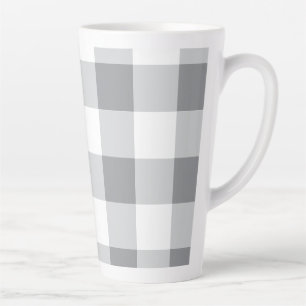 Grijs en wit Gingham patroon Latte Mok