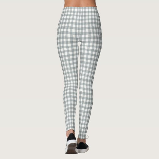 Grijs en Wit Gingham Patroon Leggings (Achterkant)