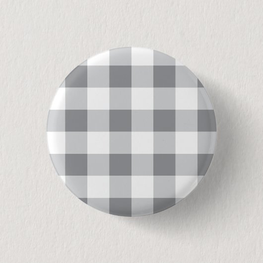 Grijs en wit Gingham patroon Ronde Button 3,2 Cm (Voorkant)