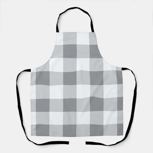 Grijs en wit Gingham patroon Schort (Voorkant)