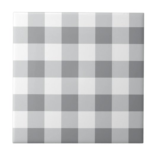 Grijs en wit Gingham patroon Tegeltje (Voorkant)