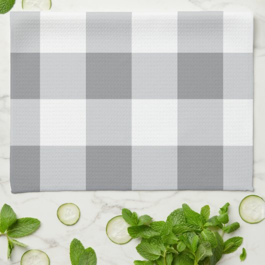 Grijs en wit Gingham patroon Theedoek (Gevouwen)