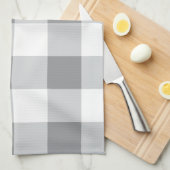 Grijs en wit Gingham patroon Theedoek (Quarter Fold)
