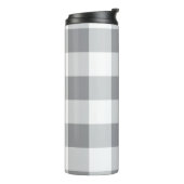 Grijs en wit Gingham patroon Thermosbeker (Gedraaid links)