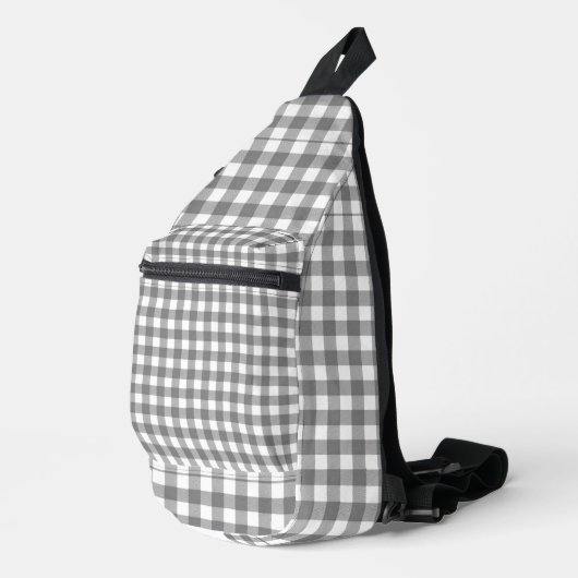 Grijs en Wit Gingham Sling Bag (Rechterhoek)