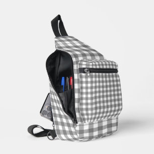 Grijs en Wit Gingham Sling Bag