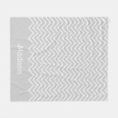 Grijs En Wit Golvend Chevron Zigzag Patroon Fleece Deken (Voorkant (Horizontaal))