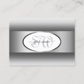 Grijs en wit Gradiënt Monogram Ovaal Zilver Lijst Visitekaartje (Voorkant)