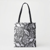 grijs en wit groot roestvrij bloempatroon tote bag (Voorkant)