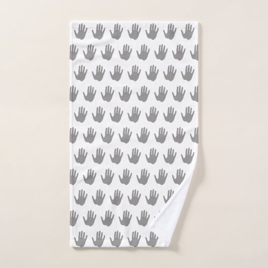 Grijs en wit handafdrukpatroon handdoek (Handdoek)