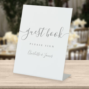 Grijs en wit handtekening schrift gast boek voetst reclamebord met voetstuk