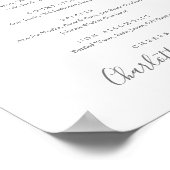 Grijs en wit handtekening script drankkaart menu b poster (Hoek)