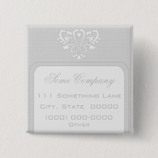 Grijs en wit hartmasker vierkante button 5,1 cm (Voorkant)