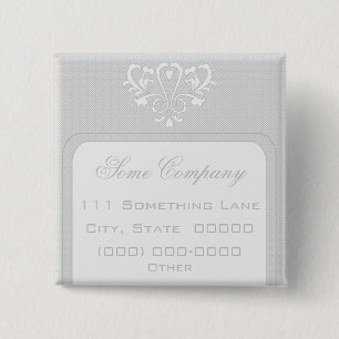 Grijs en wit hartmasker vierkante button 5,1 cm