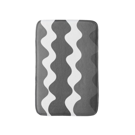 Grijs en wit horizontaal golvenpatroon badmat (Voorkant Verticaal)