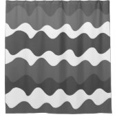 Grijs en wit horizontaal golvenpatroon douchegordijn (Voorkant)