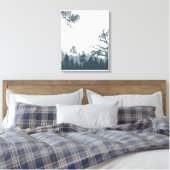 Grijs en wit illustratieboscanvas canvas afdruk (Insitu (Slaapkamer))