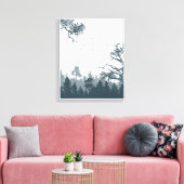 Grijs en wit illustratieboscanvas canvas afdruk (Insitu (Woonkamer))