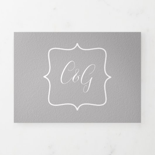 Grijs en wit in één bruiloft drieluik uitnodiging (Cover)